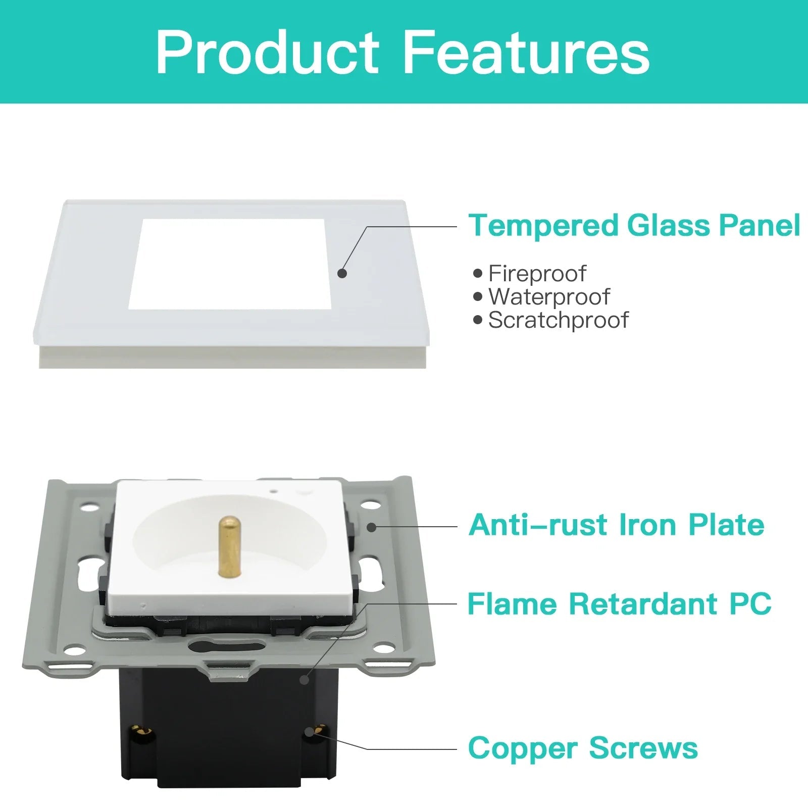 Bseed Wifi Wall Socket France Standard Crystal Glass Panel Smart Socket Outlets Work With Tuya Google Home Alexa Timer APP - Electrifick Wants