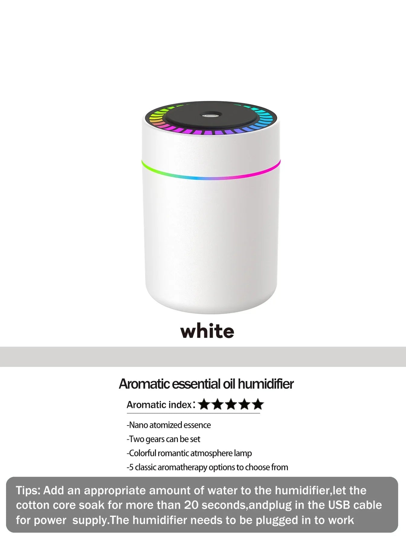 180ml Aromatherapy diffuser Humidifier Aromatherapy essential oil Air purifier Sleeping car carrying home LED 7 color light - Electrifick Wants