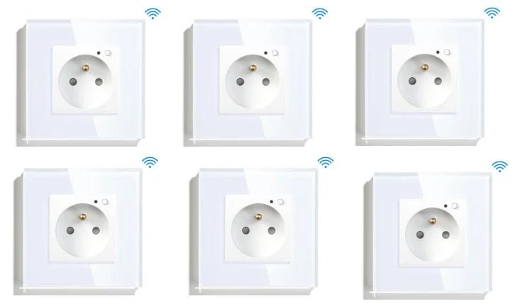 Bseed Wifi Wall Socket France Standard Crystal Glass Panel Smart Socket Outlets Work With Tuya Google Home Alexa Timer APP - Electrifick Wants
