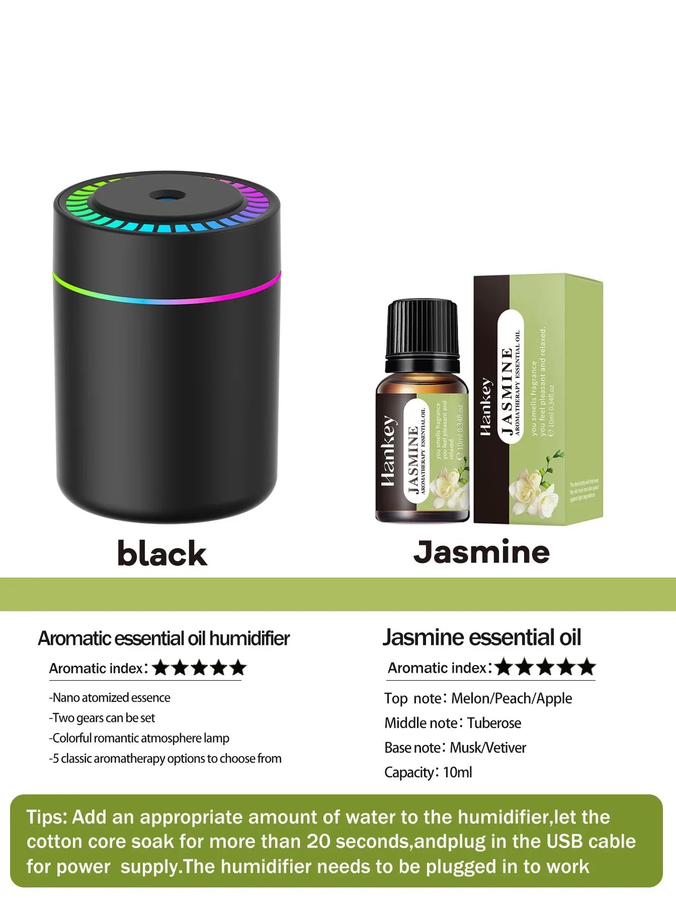 180ml Aromatherapy diffuser Humidifier Aromatherapy essential oil Air purifier Sleeping car carrying home LED 7 color light - Electrifick Wants