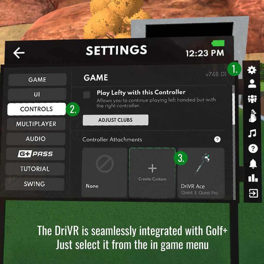 DriVR Ace - VR Golf Club Handle Accessory - Compatible with Quest 3/3s and Pro - Electrifick Wants