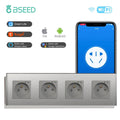 Bseed Wifi Wall Socket France Standard Crystal Glass Panel Smart Socket Outlets Work With Tuya Google Home Alexa Timer APP - Electrifick Wants