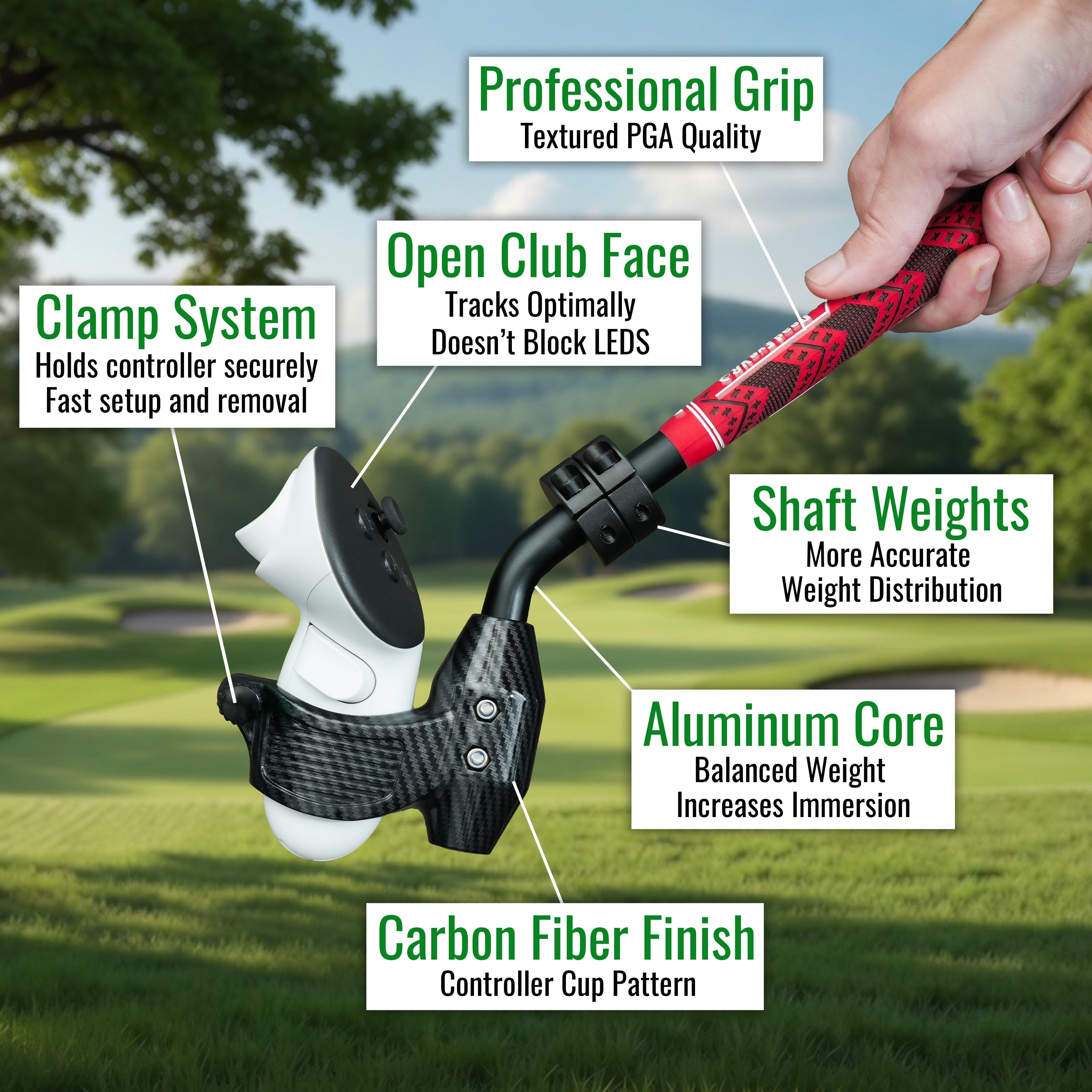 DriVR Ace - VR Golf Club Handle Accessory - Compatible with Quest 3/3s and Pro - Electrifick Wants